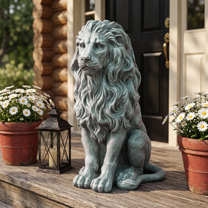 Magnesium Oxide Sitting Lion Statue Weatherproof Lion Sculpture Outdoor Garden Lawn Decor Ornament