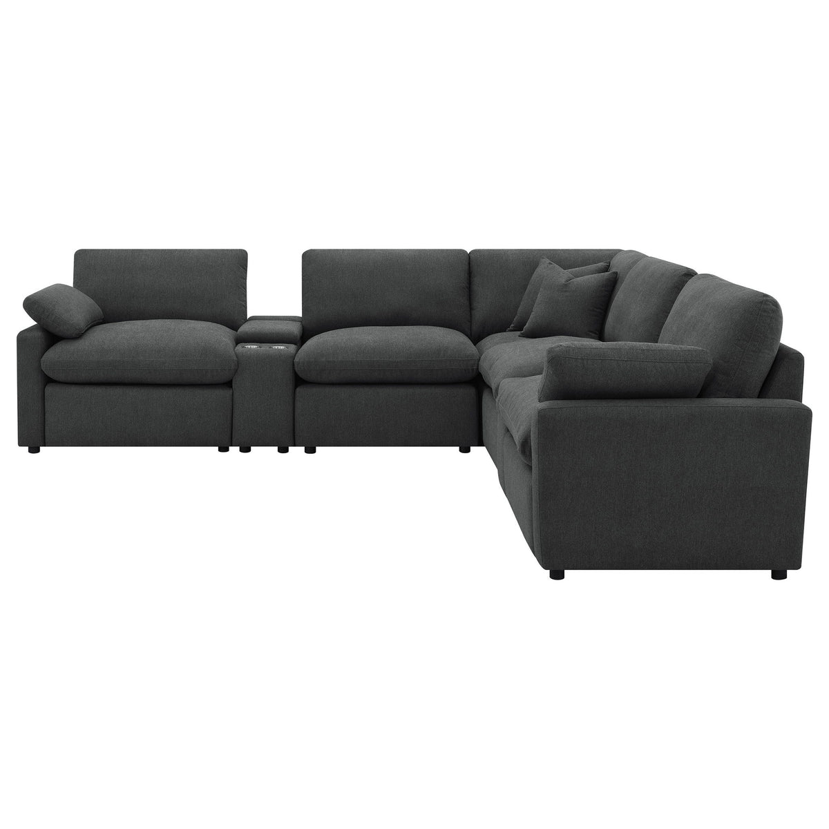 Modular Power Reclining With Lift Top Consoles, 7 Piece Configuration - Dark Gray