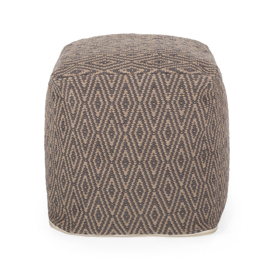 Amuleto - Hand Loomed Cotton Pouf - Gray / Brown