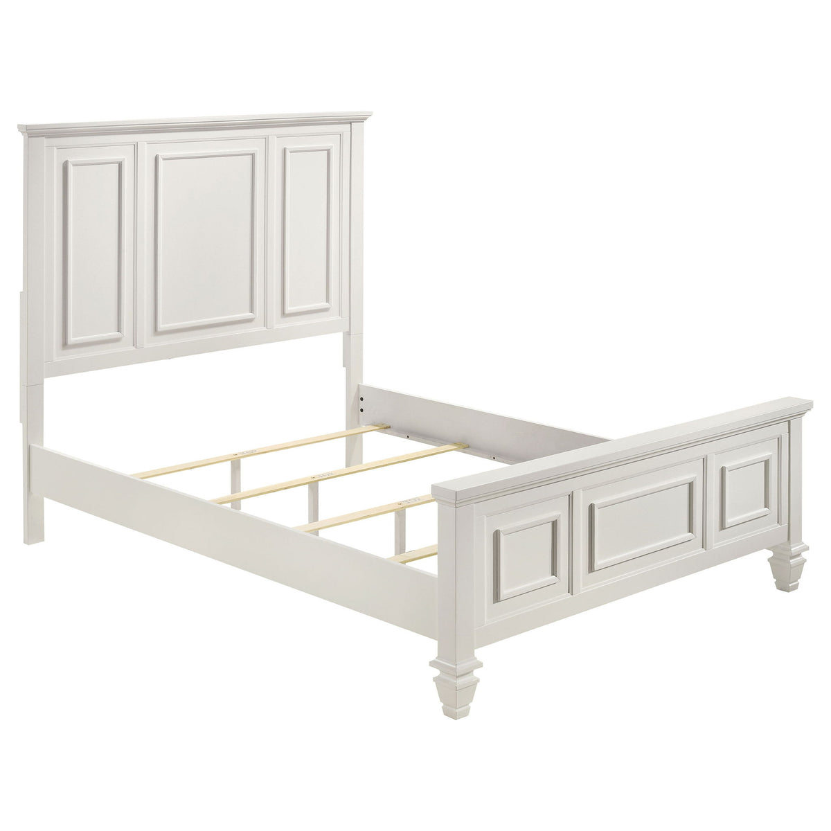 Copper - Queen Panel Bed With Structured Headboard And Slatted Design - White