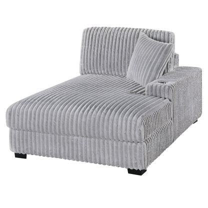 RAF Chaise With Cup Holder Modular Living Room Furniture Pillow - Gray / Mink
