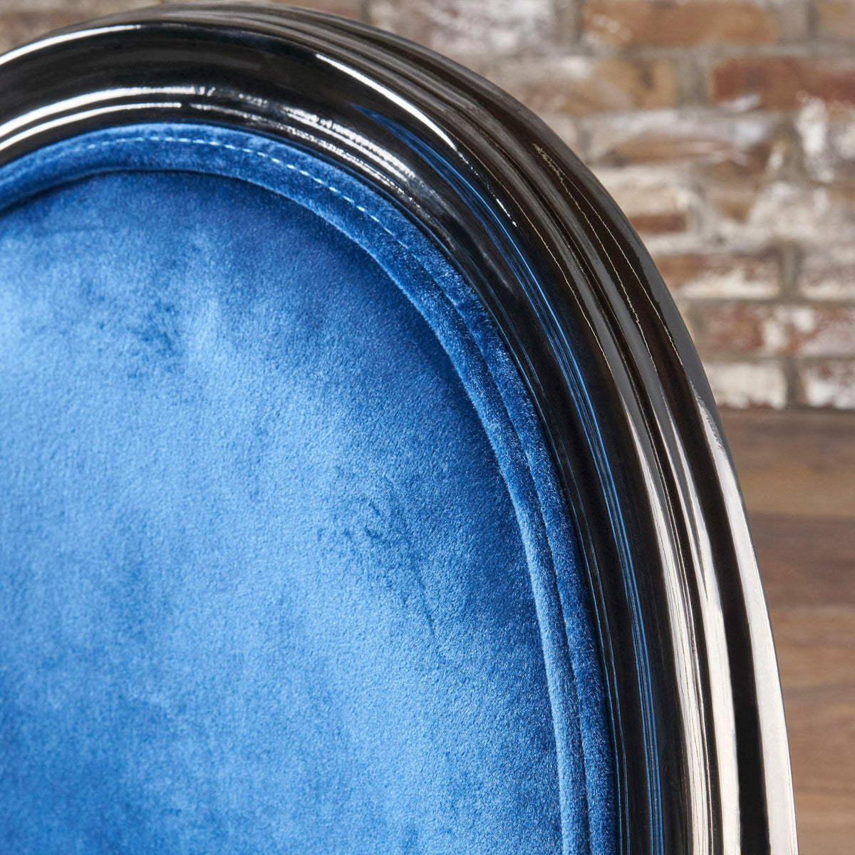 French Country Inspired Dining Chair With Iconic Round Backrest - Navy Blue