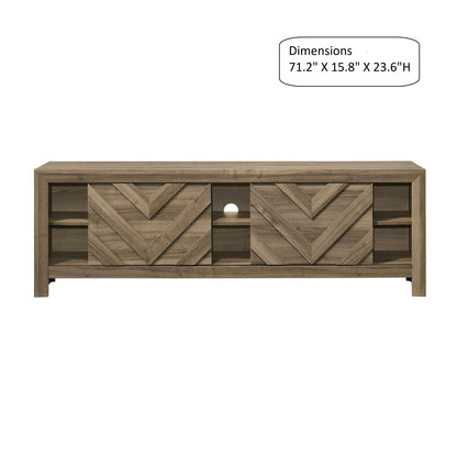 Chevron Patterned Living Room TV Stand - Light Brown