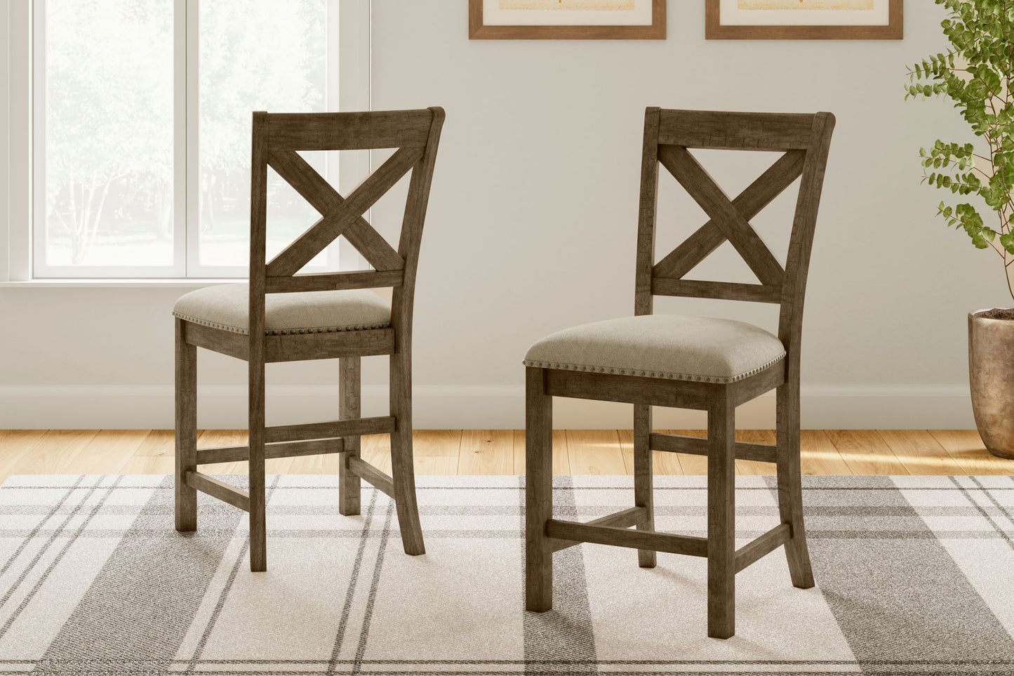 Moriville - Upholstered Barstool (Set of 2) - Beige