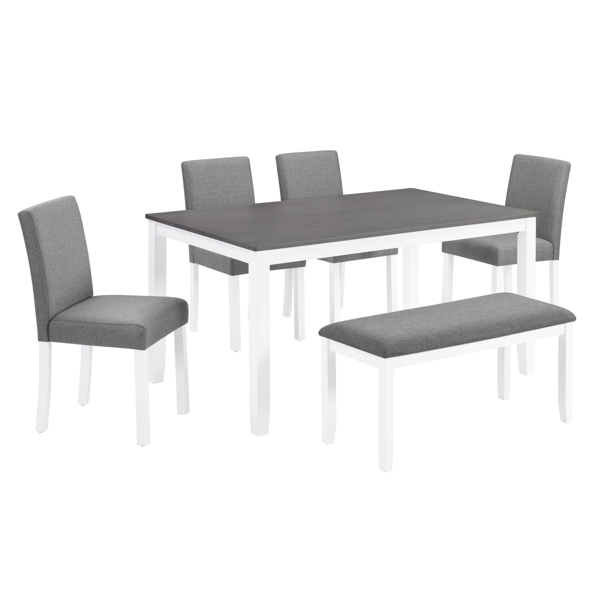 6 Piece Dining Table Set With Bench And Chairs
