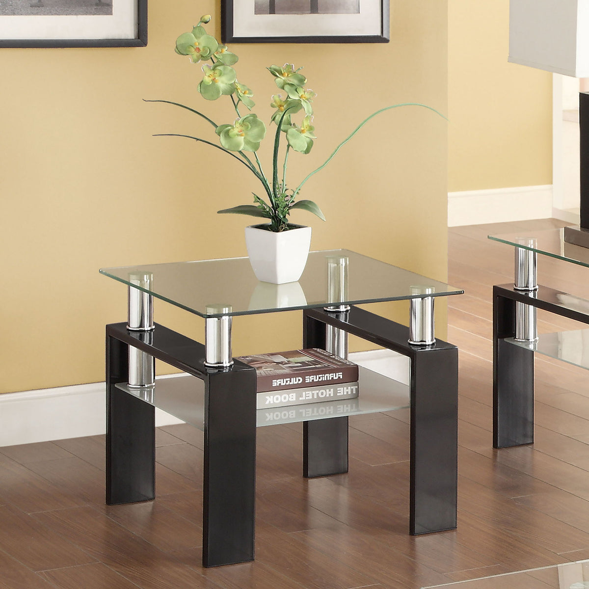 Samantha - 1 Shelf Square End Table - Black