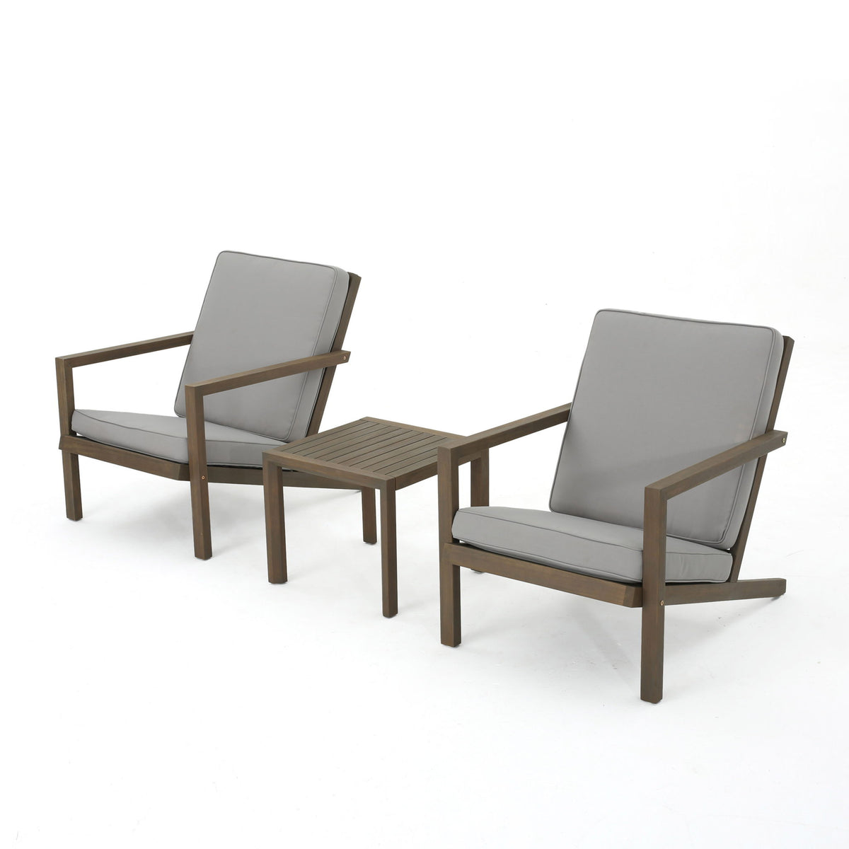 Celestaria - 3 Piece Outdoor Chat Set With Adirondack Chairs, Cushions And Side Table