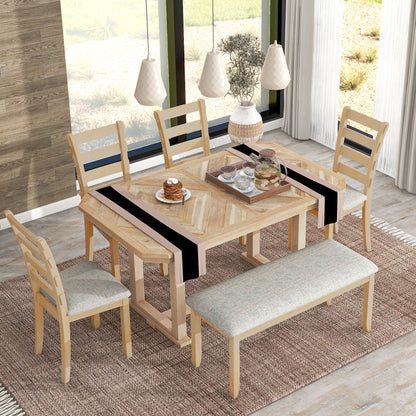 6 Piece Dining Table Set With Ergonomic Seating