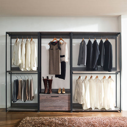 Monica - Farmhouse Industrial Wood Walk In Closet