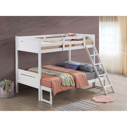 Bunk Bed With Built In Ladder, Safety Guardrails And Angled Access Step