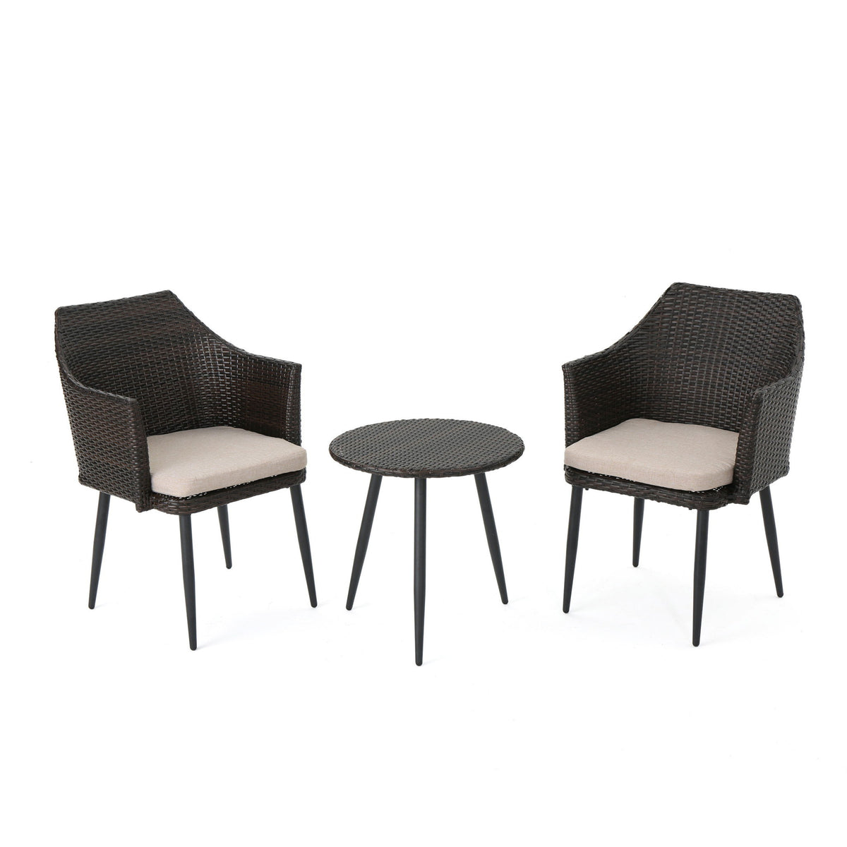 Kenneth - 3 Pieces Chat Set Outdoor Furniture - Brown Multi