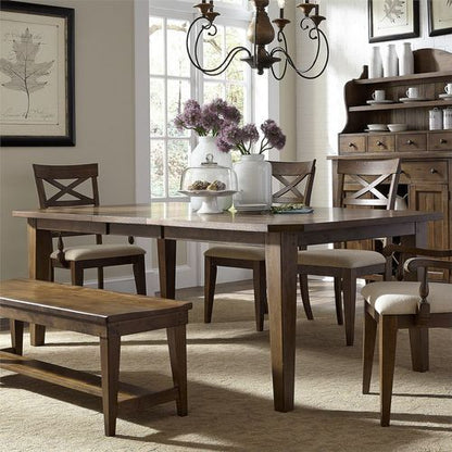 Hearthstone Ridge - 6 Piece Rectangular Table Set (Upholstered Chairs) - Dark Brown