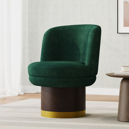Round Swivel Accent Chair With Ergonomic Backrest For Living Room