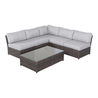 Comfortable Modern Patio Rattan Sectional Set With Cushions