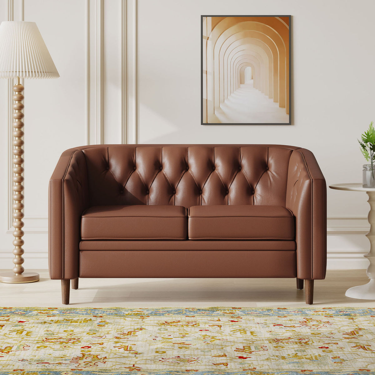 Sophisticated Loveseat With Diamond Stitched Detailing