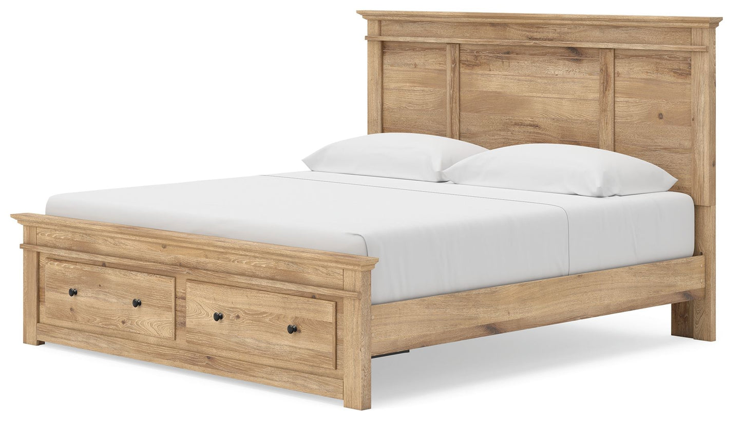 Makidern - Panel Storage Bed With Under Bed Storage Unit And Storage Footboard