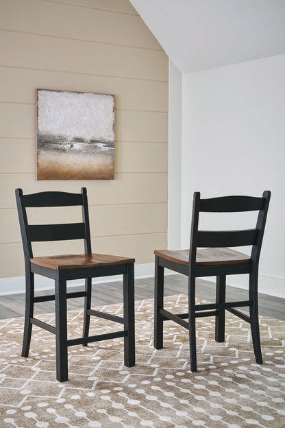 Valebeck - Barstool (Set of 2) - Black / Brown