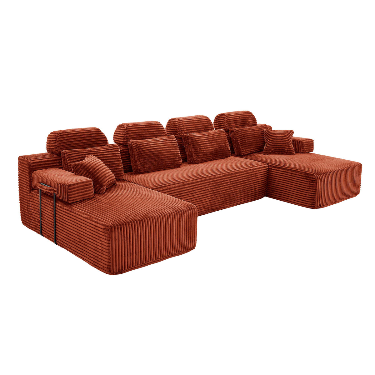 Sectional Sleeper Sofa & Storage Pockets, Modular Couch With Throw Pillows For Living Room