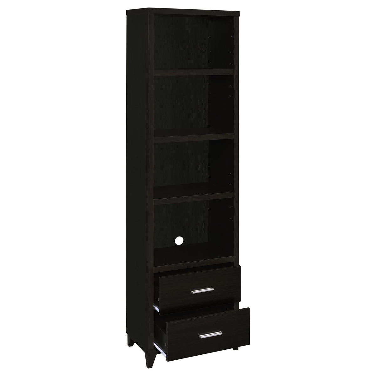 Media Tower With And Drawer With Adjustable Shelves Handles - Brown