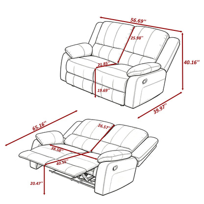 2 Seat Manual Reclining Loveseat With 150° Recline & Footrest - Black