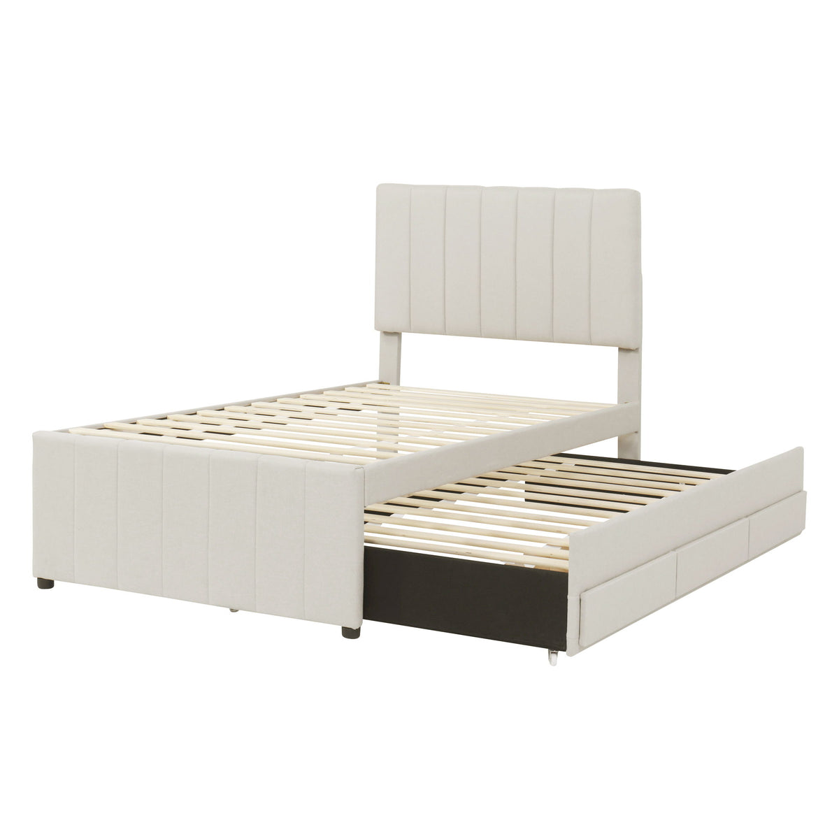Upholstered Design Platform Bed With Trundle
