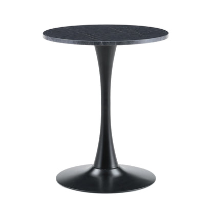 Round Dining Table With Faux Marble Top And Metal Pedestal +, 23.6" Diameter For Kitchen, Living Room, Small Spaces