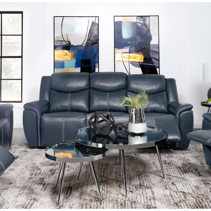 Stanwicke - Motion Reclining Sofa With Drop Down Table - Blue