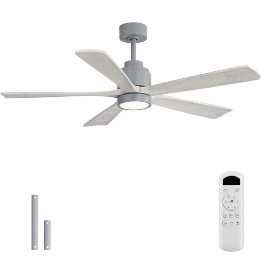 52" Ceiling Fan With Dimmable LED Light And 6 Speed Remote Control - Cement Gray