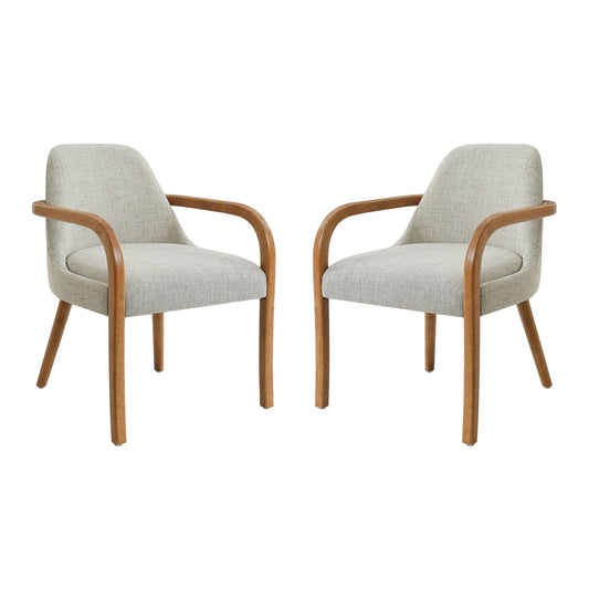 Dining Indoor Upholstered Armchairs (Set of 2) - Beige / Light Oak