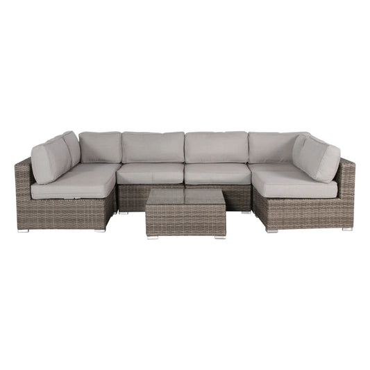 Patio Sofa Set For 4 With Cushions Convenient Outdoor Seating Group - Brown / Gray