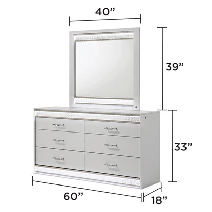 Glam - 6 Drawer Dresser & LED Lighting (Includes Dresser Only) - White