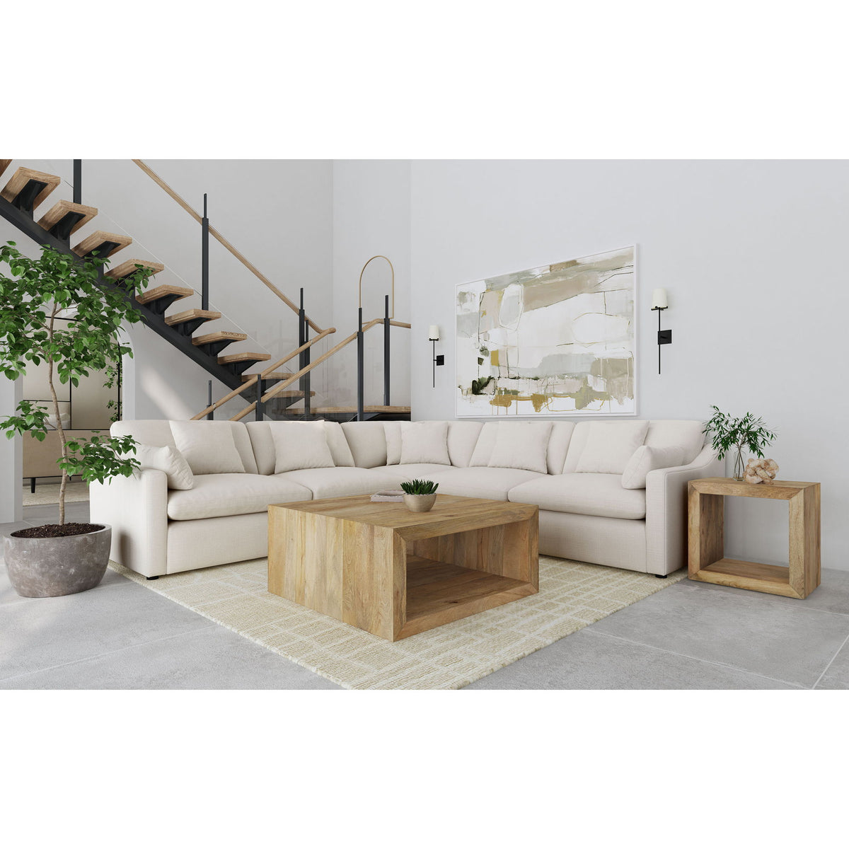 Greeley - 5 Piece Upholstered Modular Sectional Sofa - Ivory
