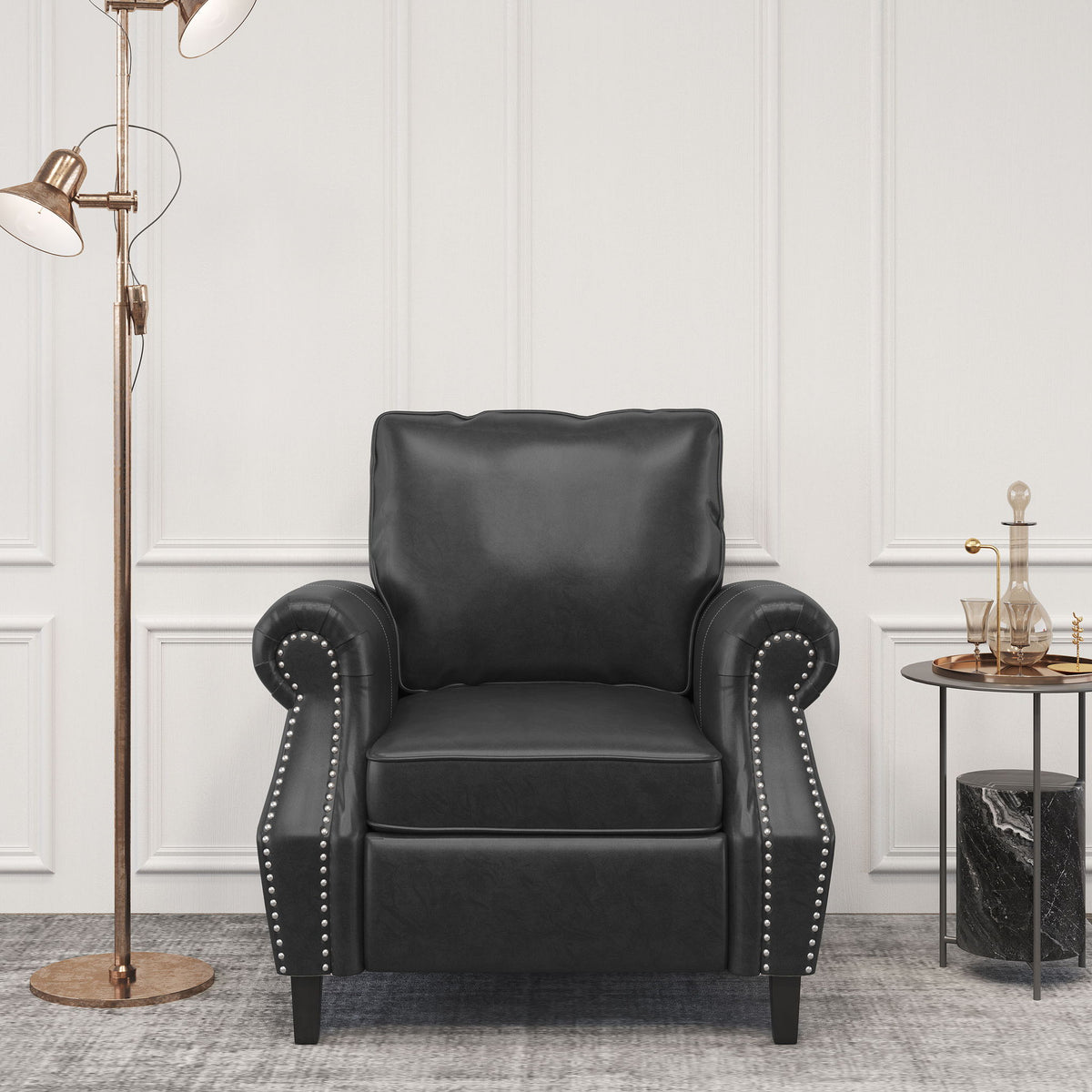 Contemporary Club Chair With Nailhead Trim And Rolled Armrests