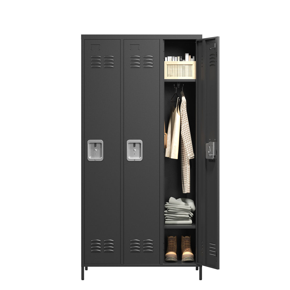 Storage Locker Cabinet With Locks For Employees, Home Gym Office School Garage - Black