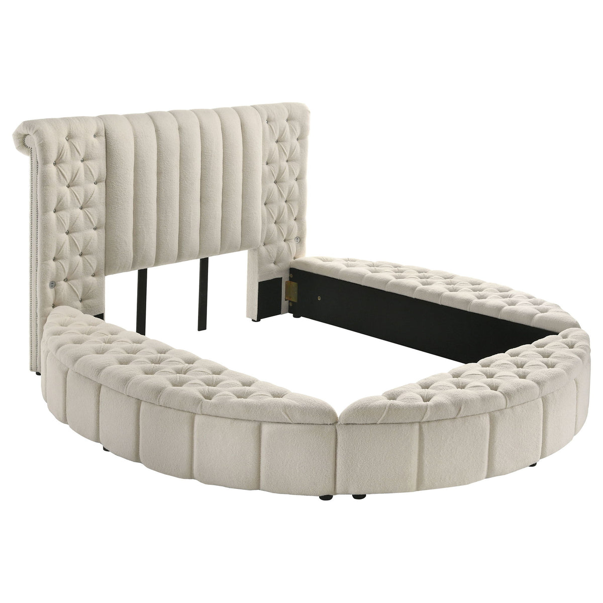 Santiago - Upholstered Round Storage Bed With Built In Charging Ports