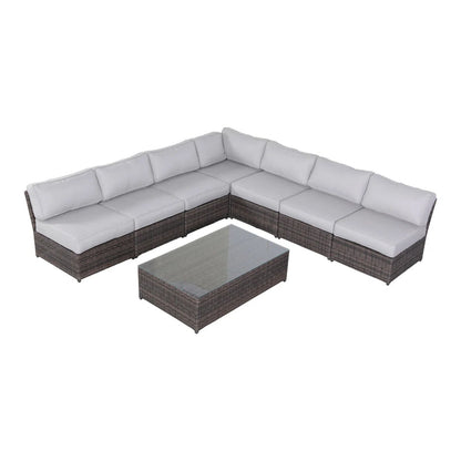 Comfortable Modern Patio Rattan Sectional Set With Cushions