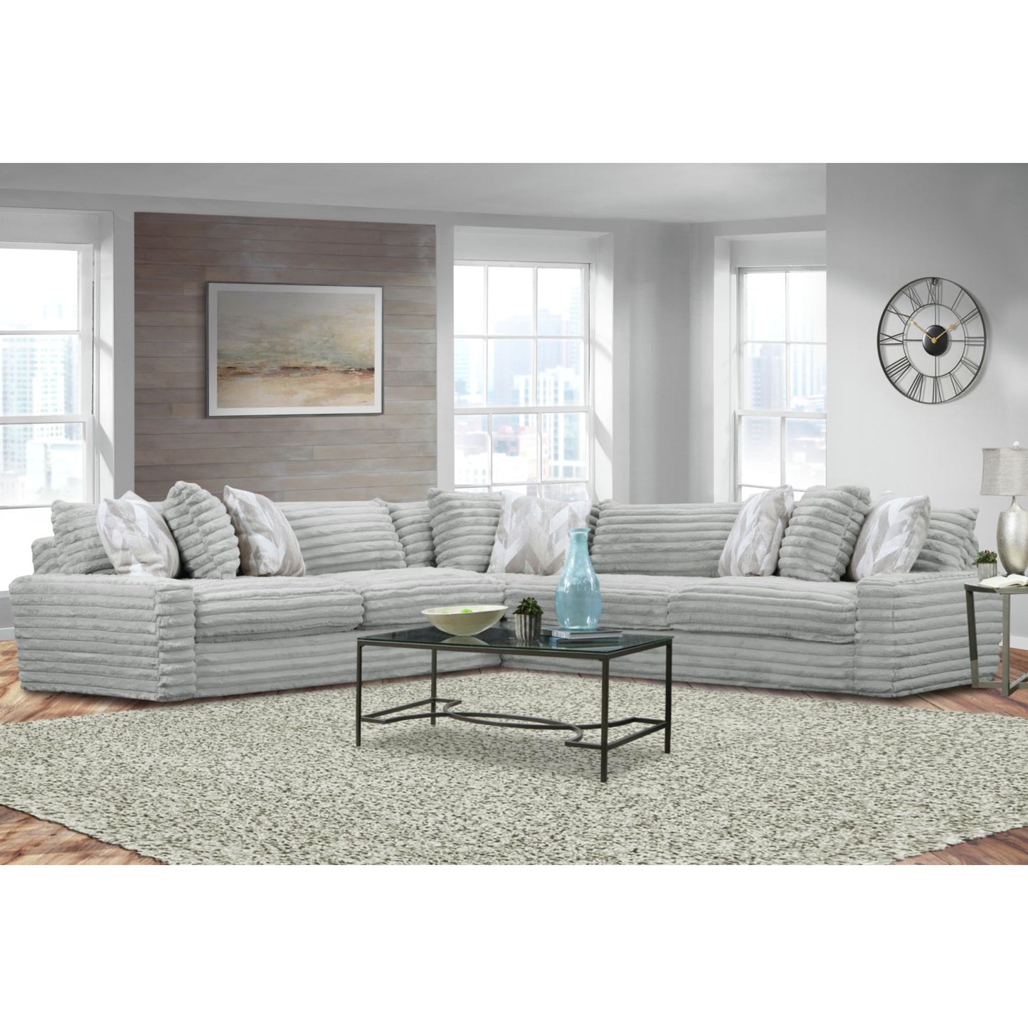 Serene - Sectional RHF Sofa With 3 Pillows - Hush Moonstruck