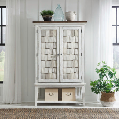 River Place - Bar Cabinet - Riverstone White & Tobacco