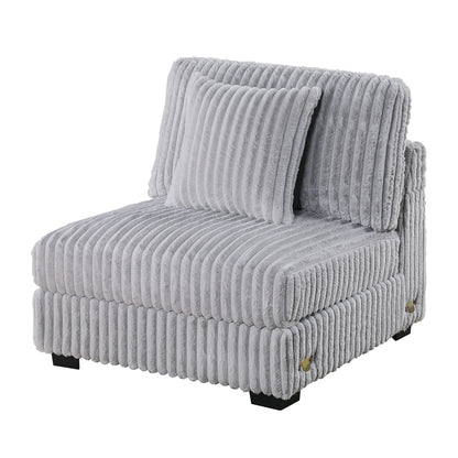 Armless Chair Modular With Pillow Living Room Furniture - Gray / Mink