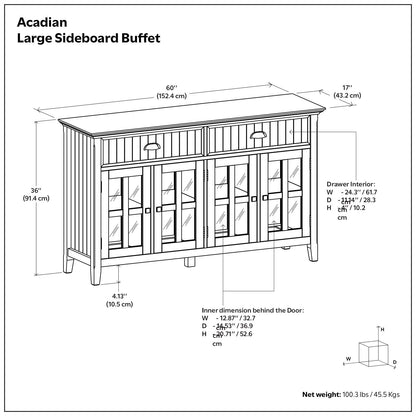 Acadian - Large Sideboard Buffet - Brown