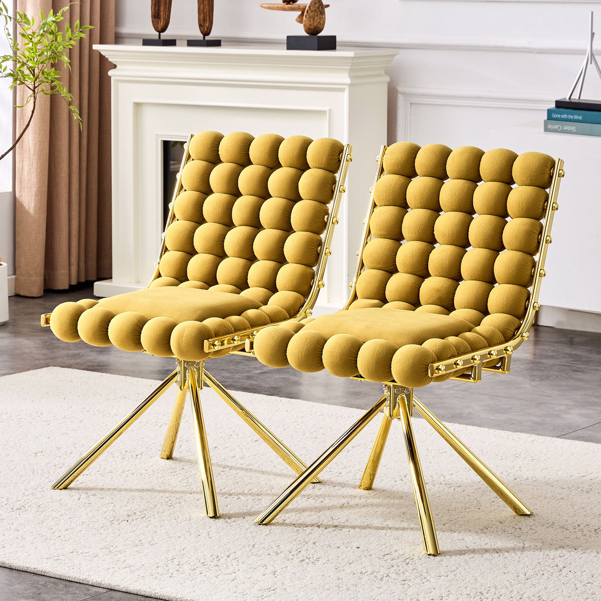 Puffy Bubble, Ball Chain Dining Chairs For Dining Room (Set of 2)