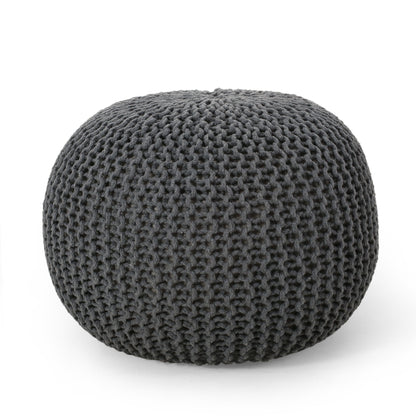 Bordeaux - Knitted Round Pouf, Versatile Ottoman And Floor Cushion
