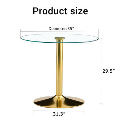 Modern Minimalist Round Dining Table With Glass Top