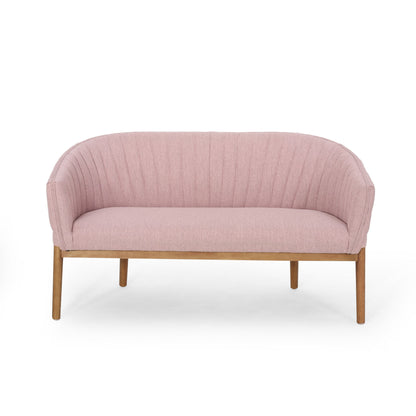 Mid Century Modern Loveseat With Channel Stitched Backrest