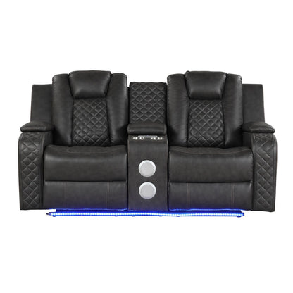 Benz - Power Reclining Loveseat With LED Lighting And Built In USB