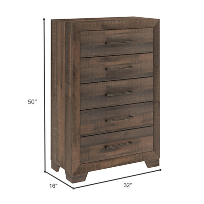 5 Drawer Chest With Casual Style - Brown