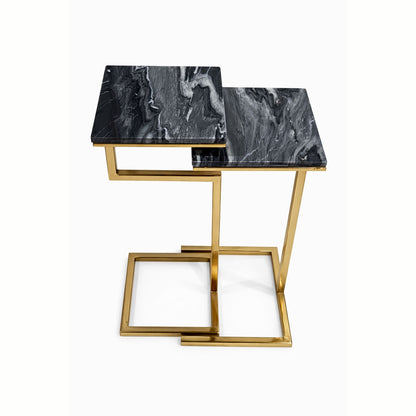 Chamblee - 2 Piece Square Nesting C - Table Set - Gold / Black