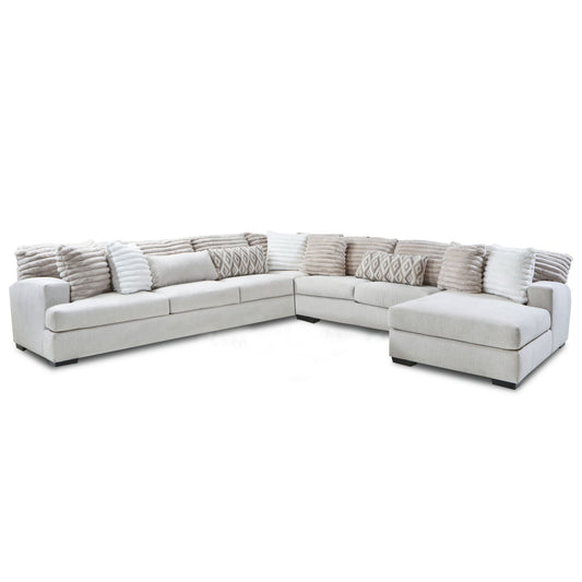 Mondo - RHF Armless Return Sofa With 4 Pillows - Hush Parchment