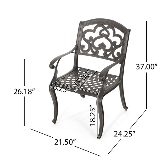 Cast Aluminum Dining Chair With Hand Crafted Details - Copper