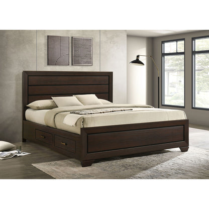Kauffman - Queen Storage Panel Bed With Side Drawers - Dark Brown